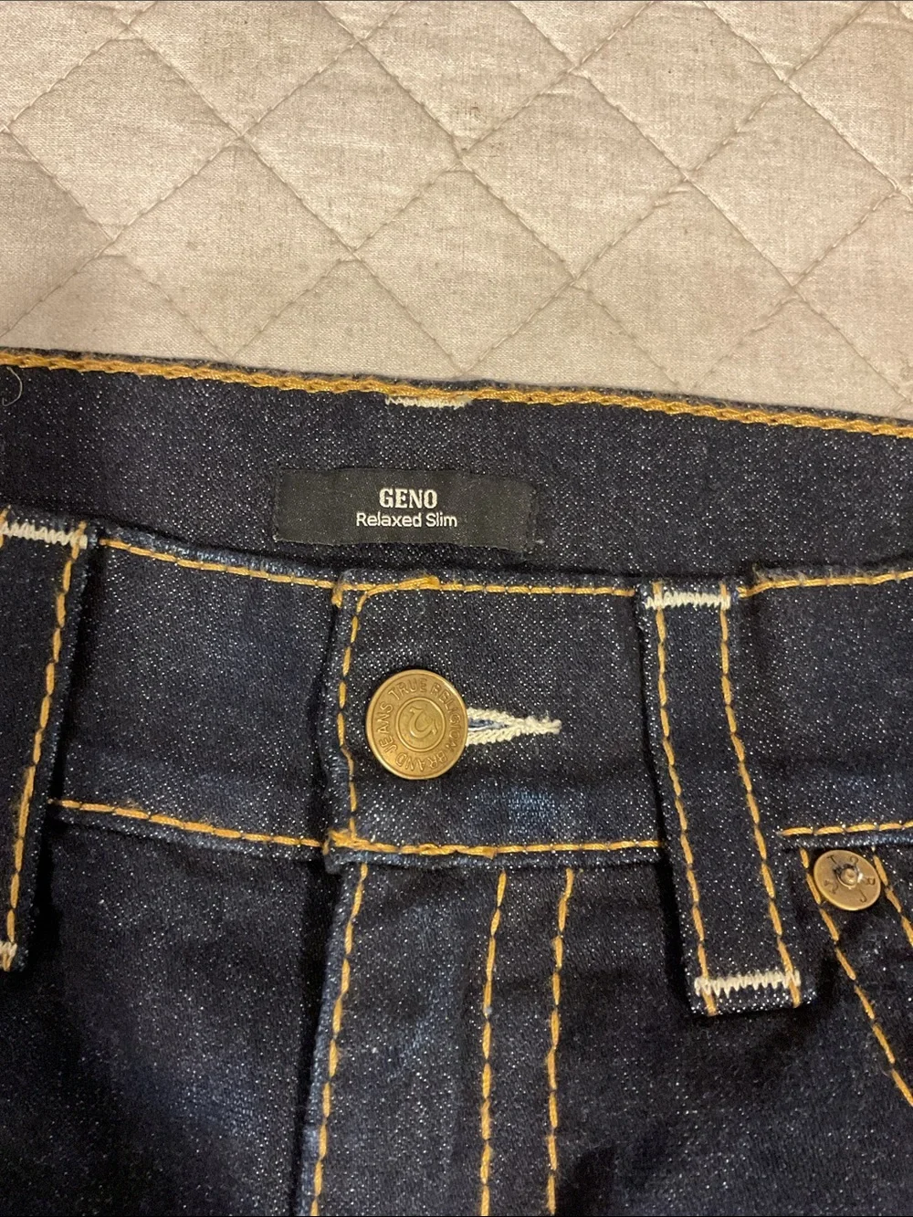 True Religion Men's Dark Blue Distressed Slim Jeans